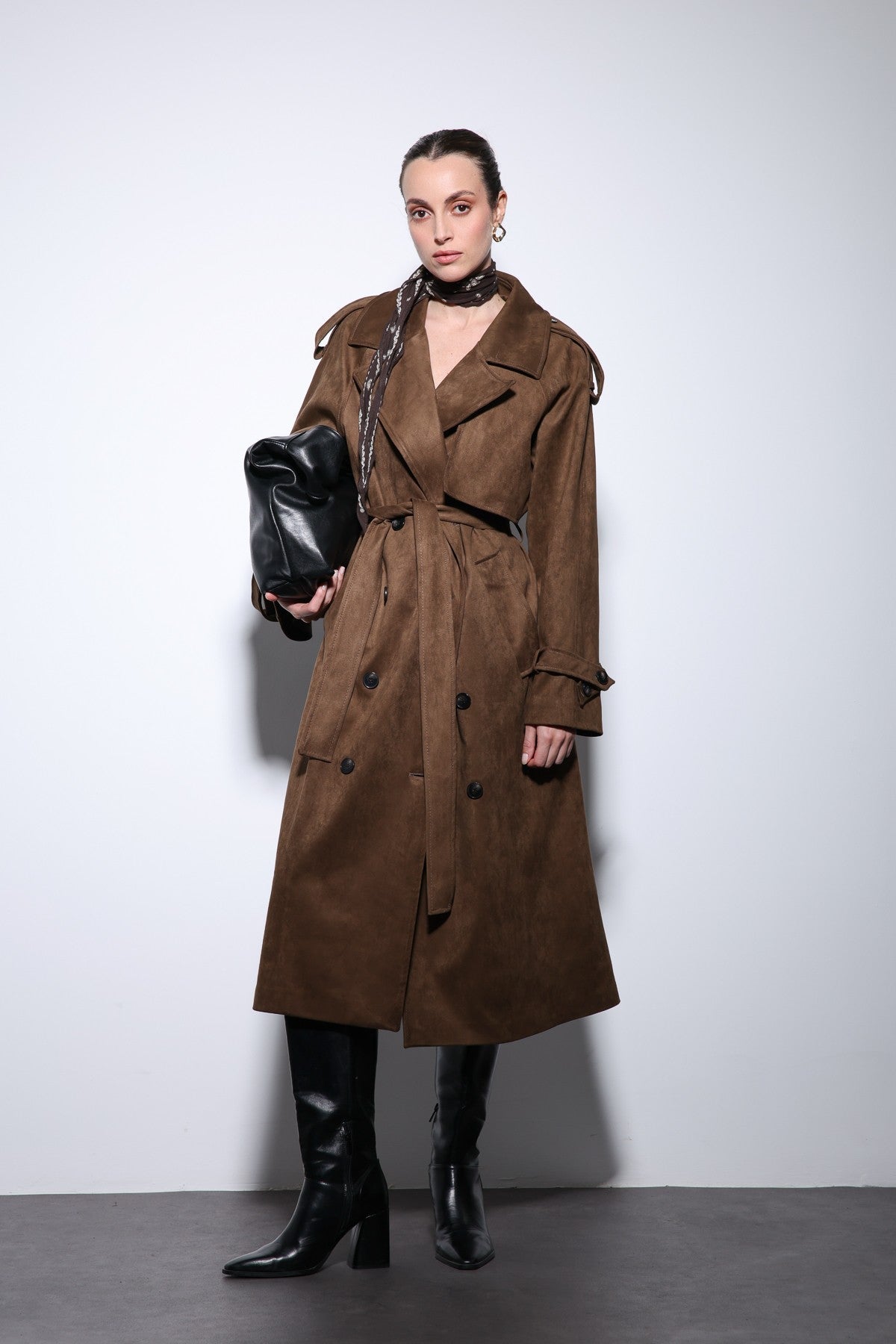 Antioch Premium Women's Suede-Look Cross-Over Trench Coat