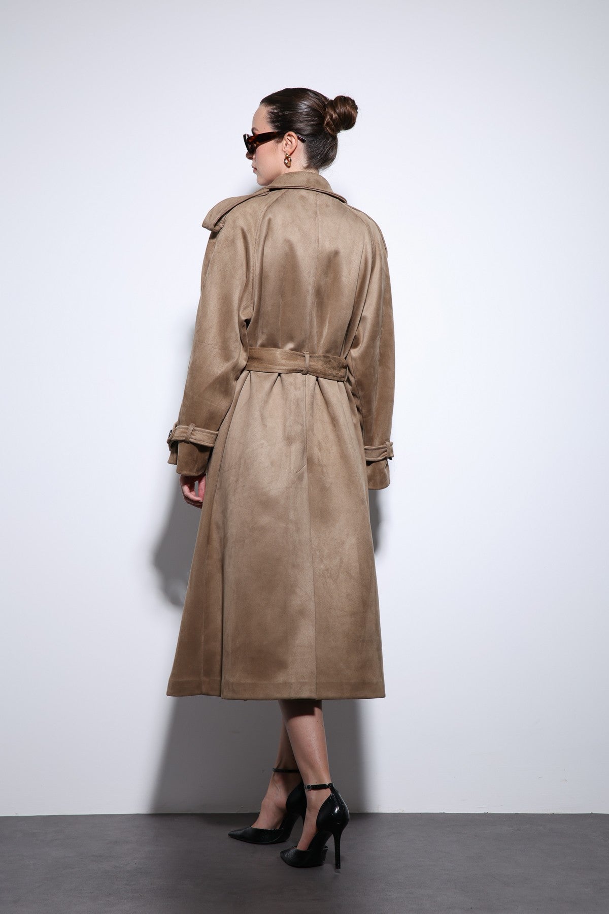 Antioch Premium Women's Suede-Look Cross-Over Trench Coat