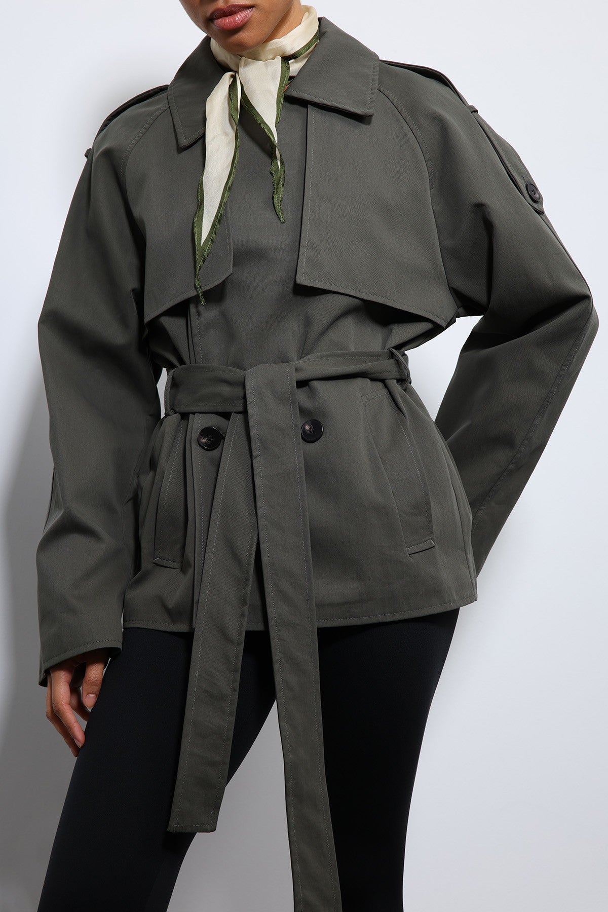 Antioch Short Trench Coat with a Collar