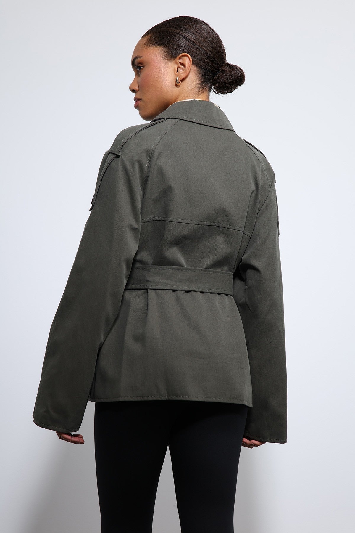 Antioch Short Trench Coat with a Collar