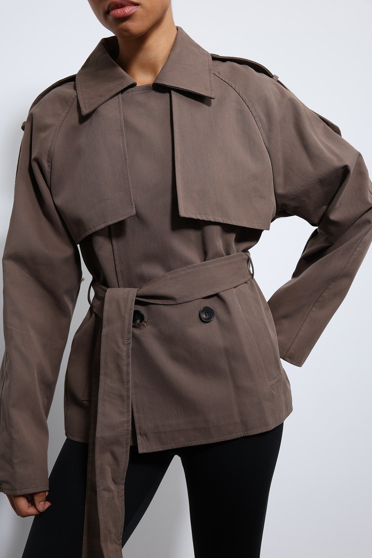 Antioch Short Trench Coat with a Collar