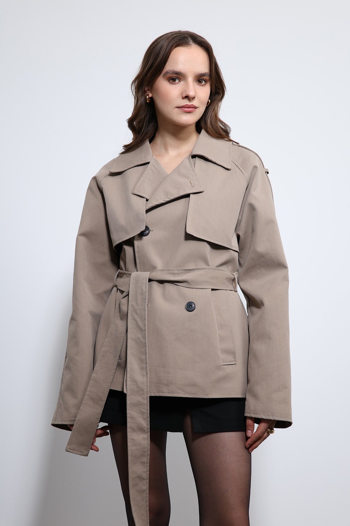 Antioch Short Trench Coat with a Collar