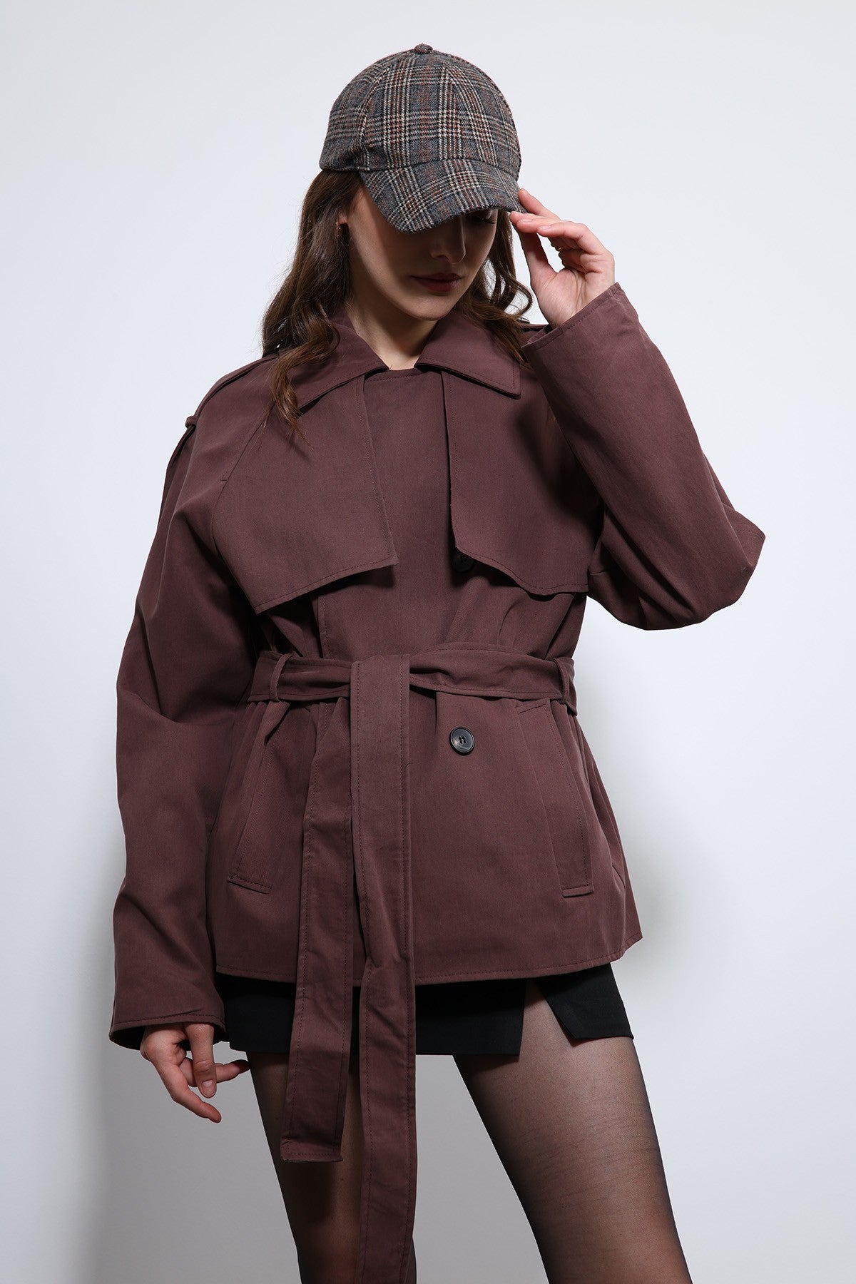Antioch Short Trench Coat with a Collar