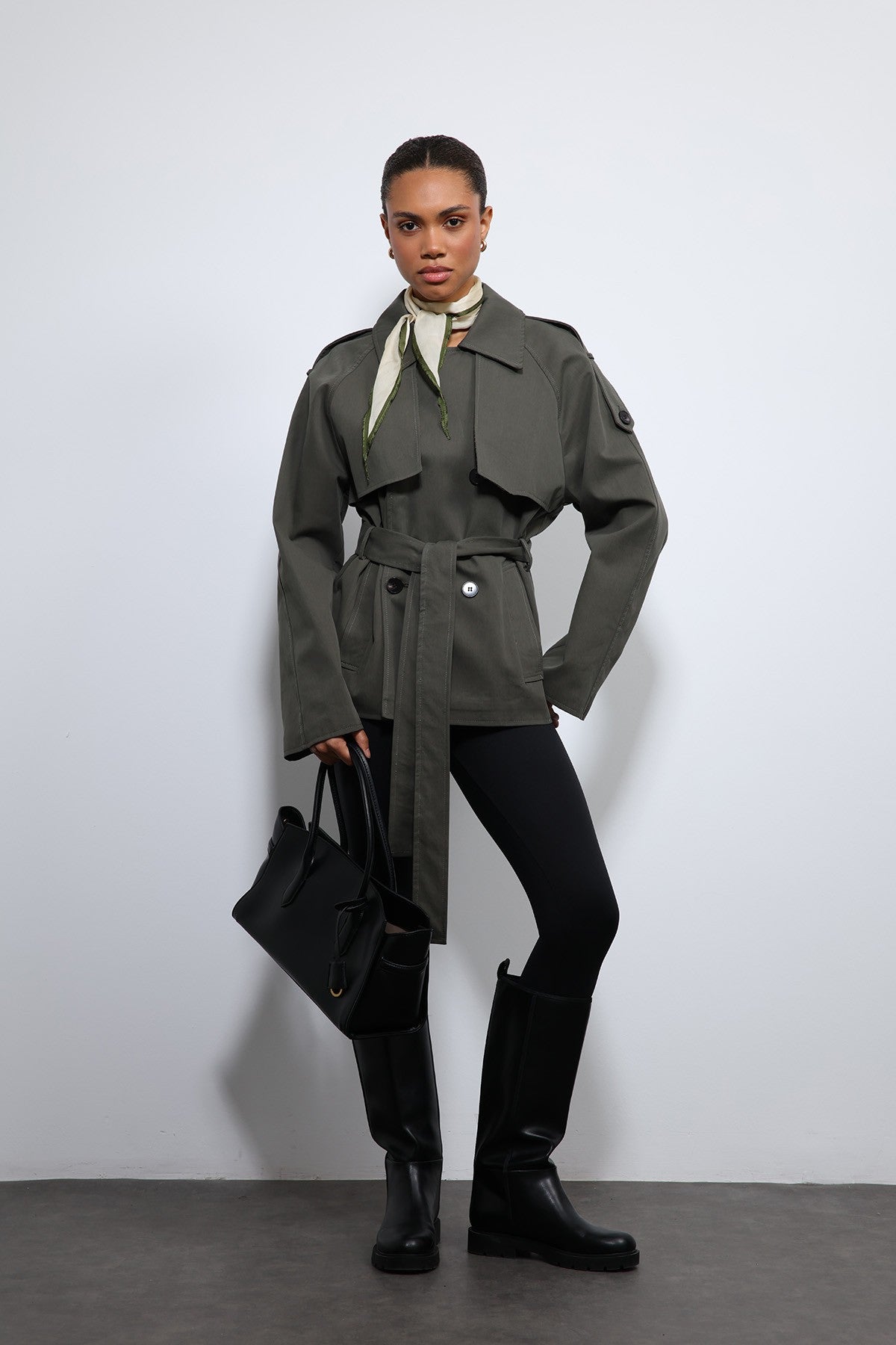 Antioch Short Trench Coat with a Collar