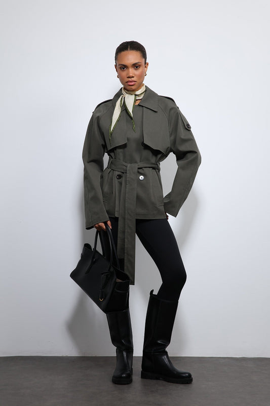 Antioch Short Trench Coat with a Collar
