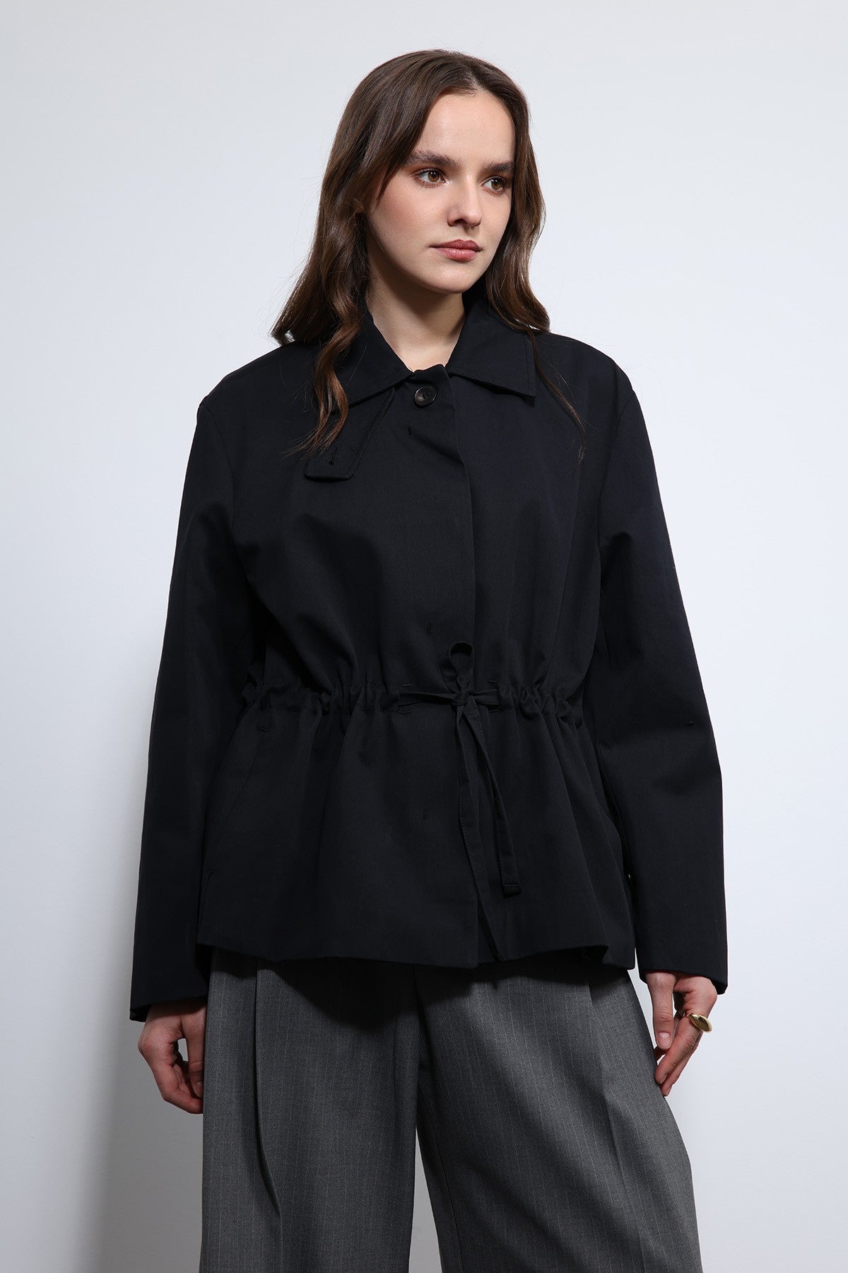 Antioch Short Trench Coat with Adjustable Waist