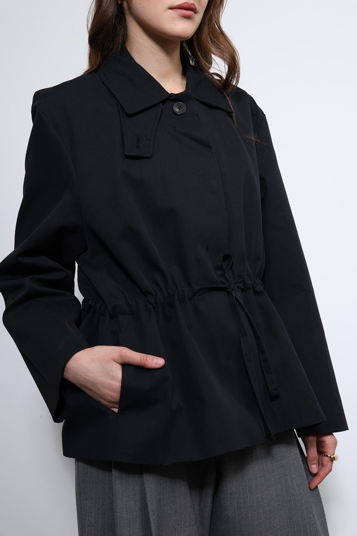 Antioch Short Trench Coat with Adjustable Waist