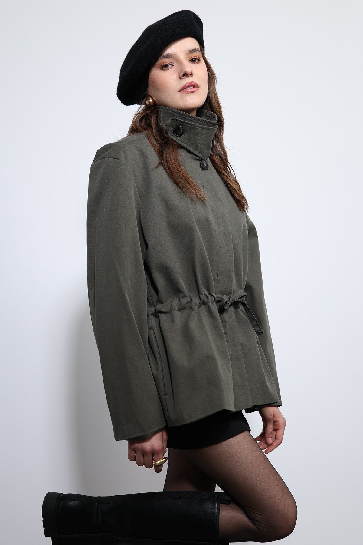 Antioch Short Trench Coat with Adjustable Waist