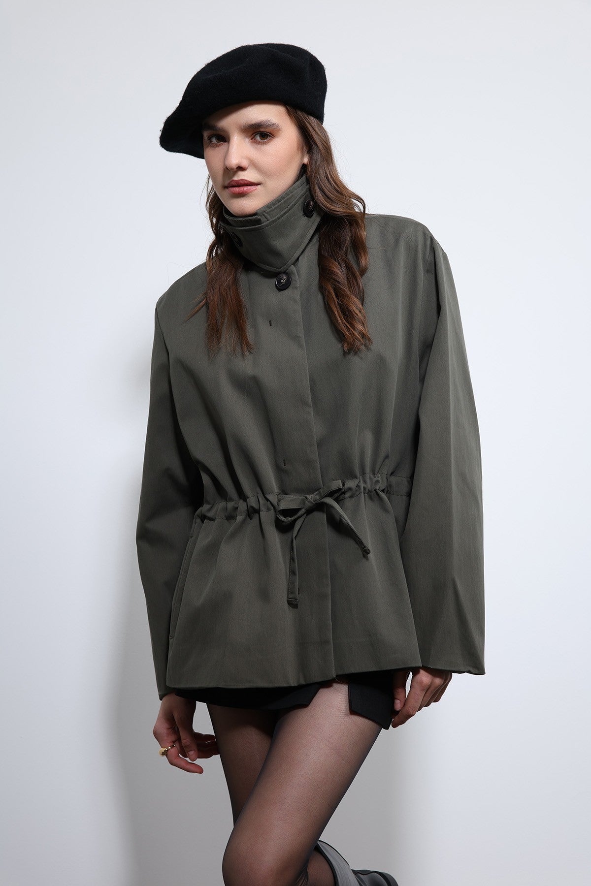 Antioch Short Trench Coat with Adjustable Waist