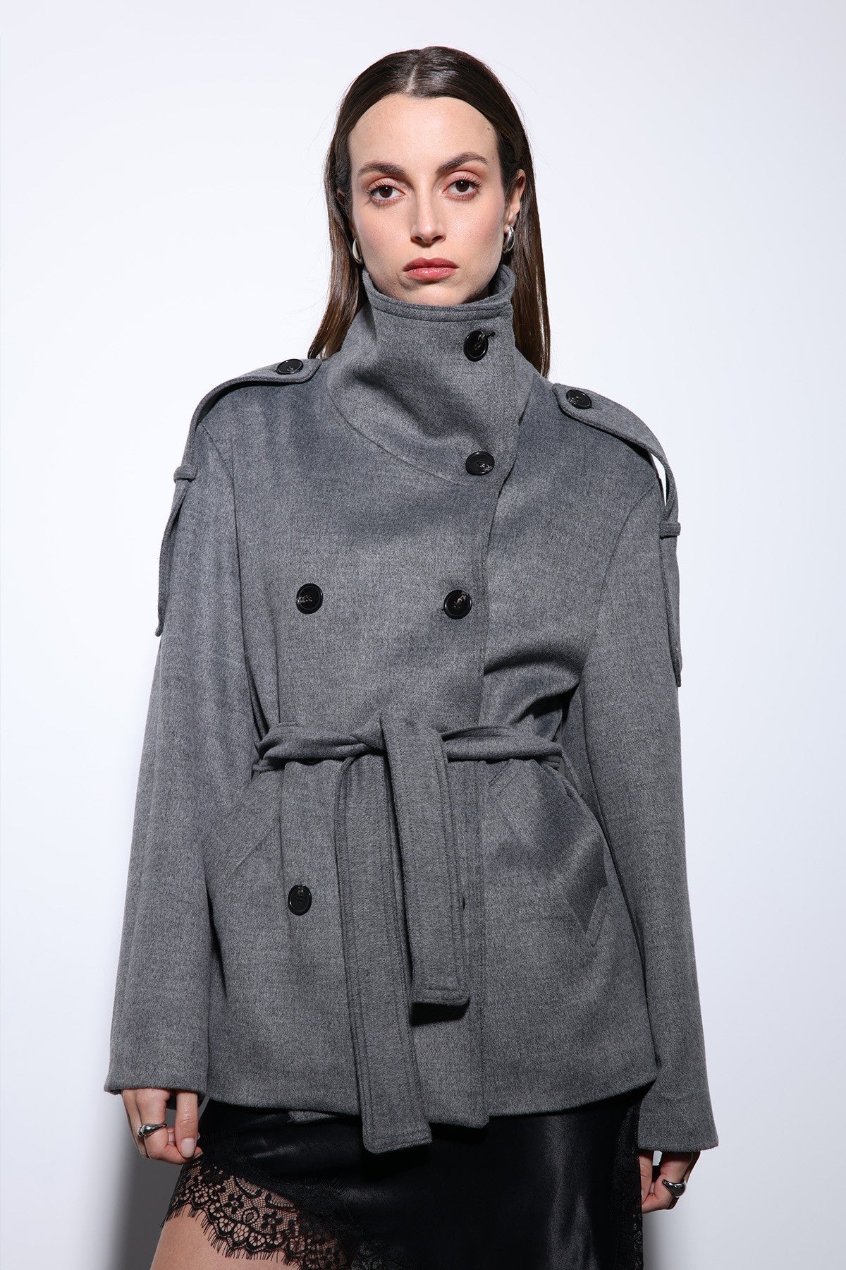 Antioch Stand-Up Collar Double-Breasted Women's Coat