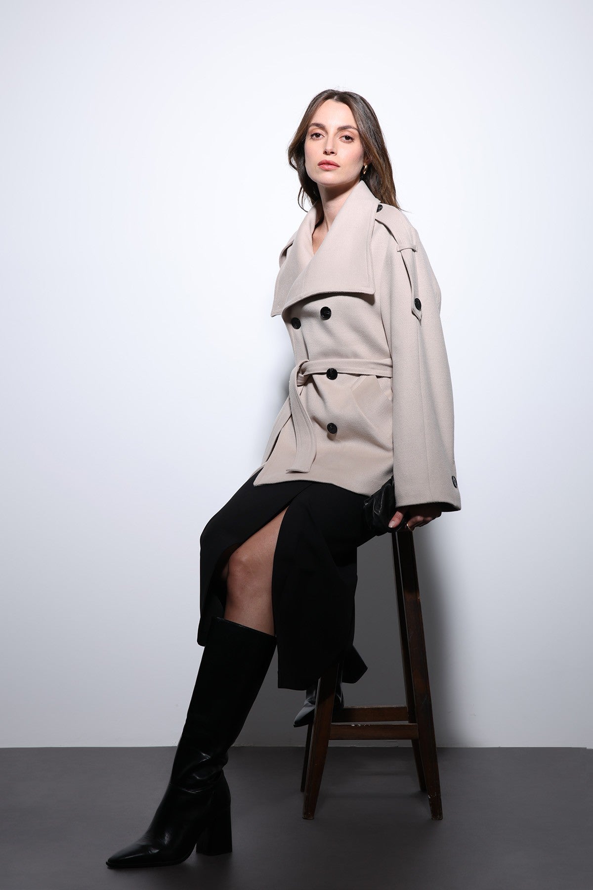 Antioch Stand-Up Collar Double-Breasted Women's Coat