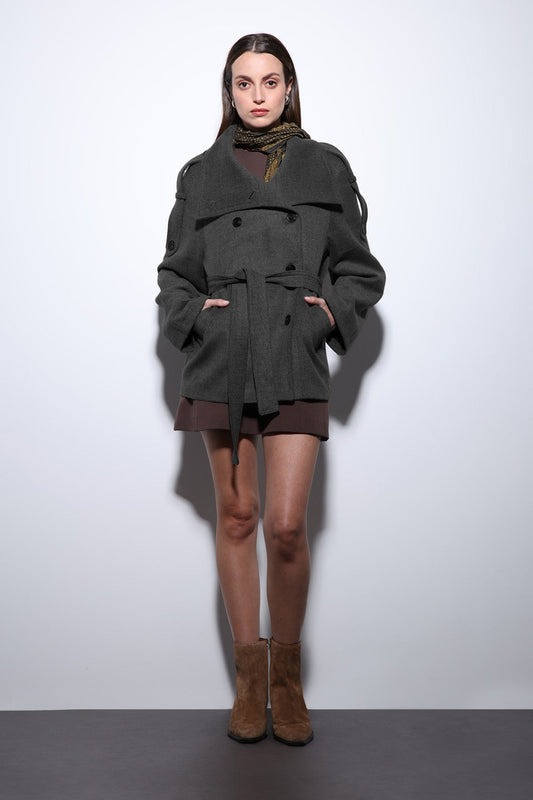Antioch Stand-Up Collar Double-Breasted Women's Coat