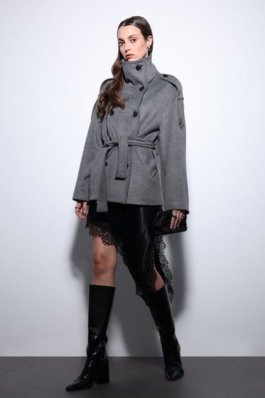 Antioch Stand-Up Collar Double-Breasted Women's Coat