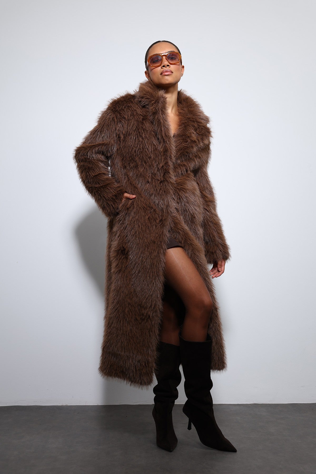 Antioch Long Coat with Faux Fur Trim