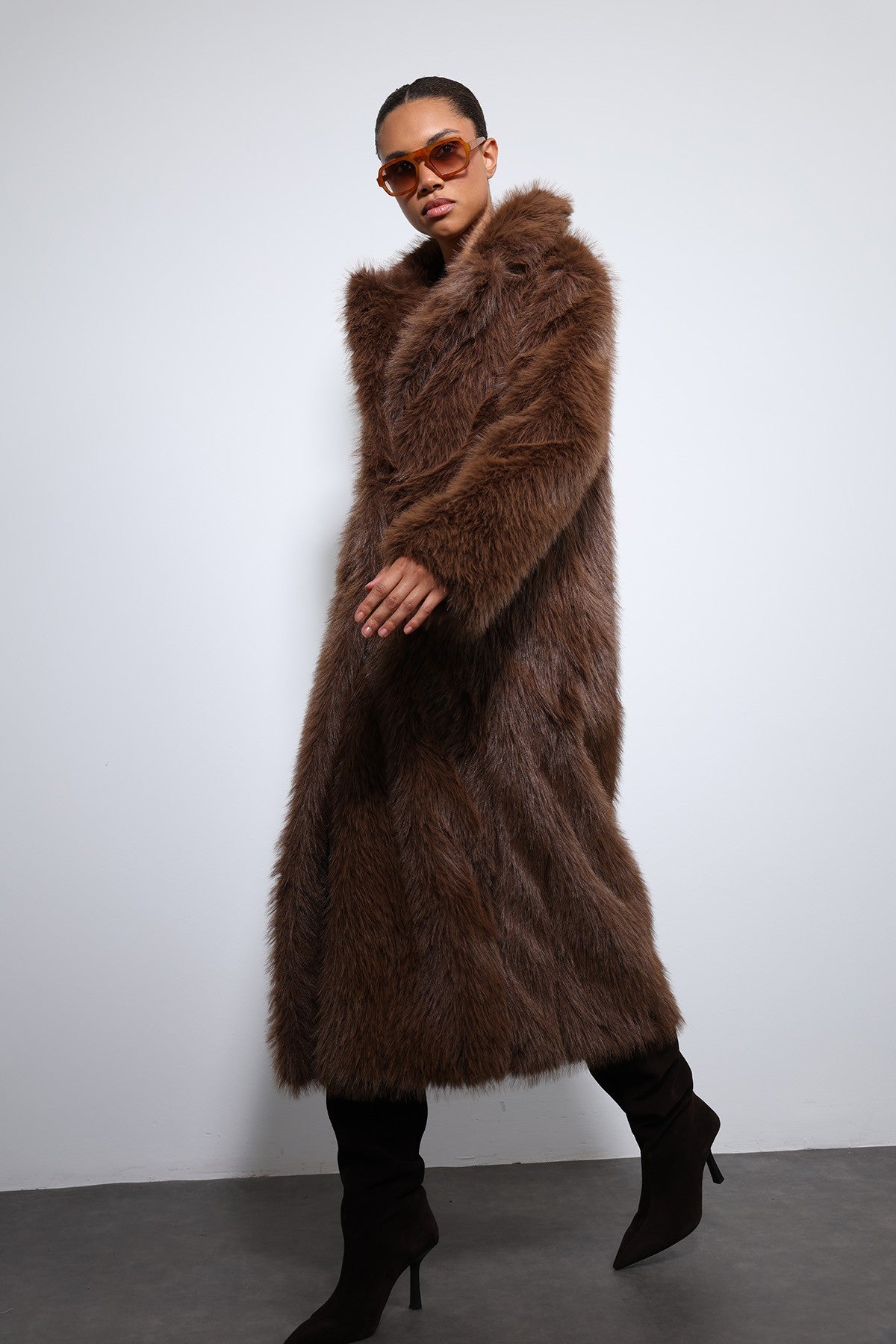 Antioch Long Coat with Faux Fur Trim