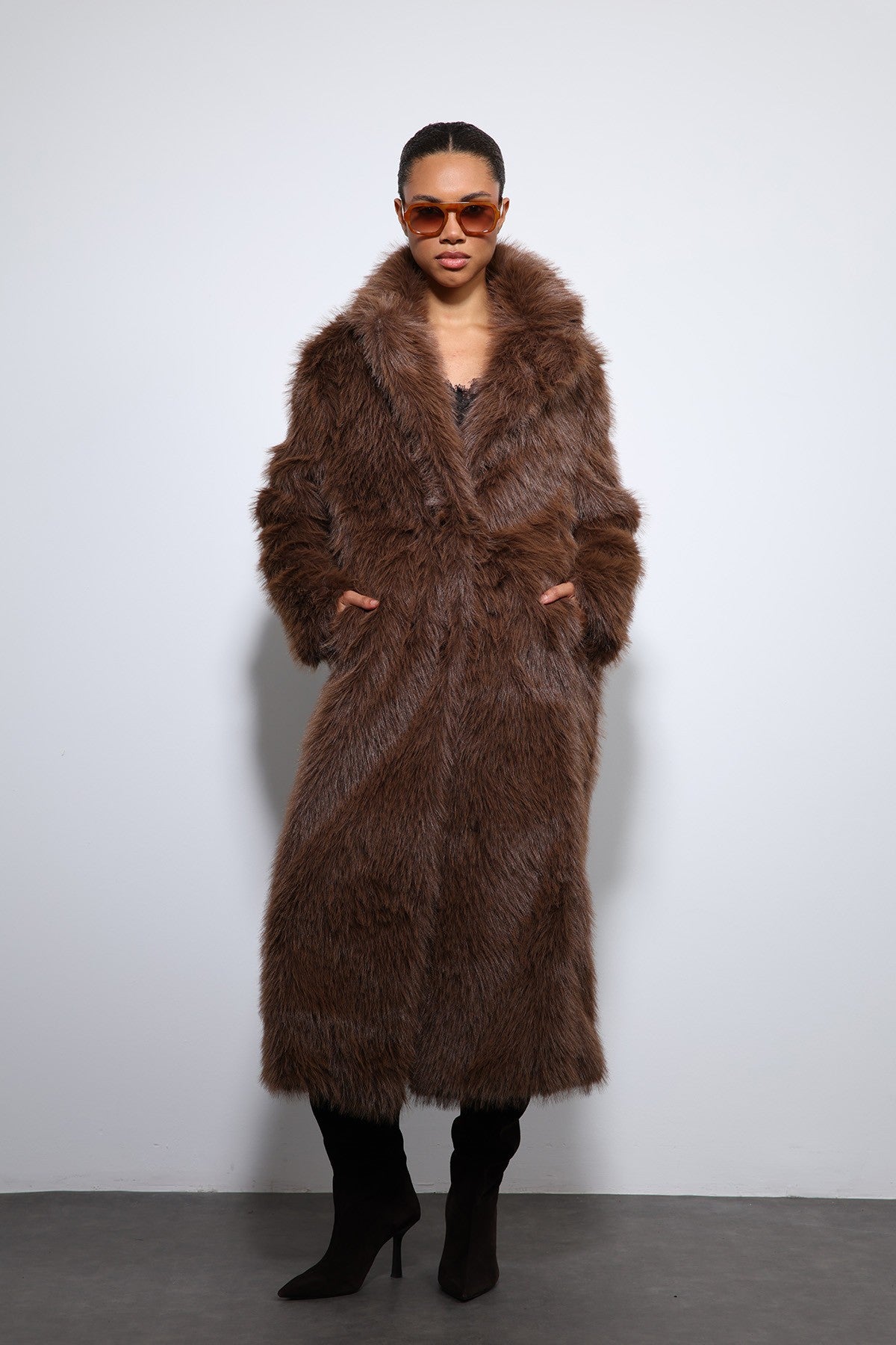Antioch Long Coat with Faux Fur Trim