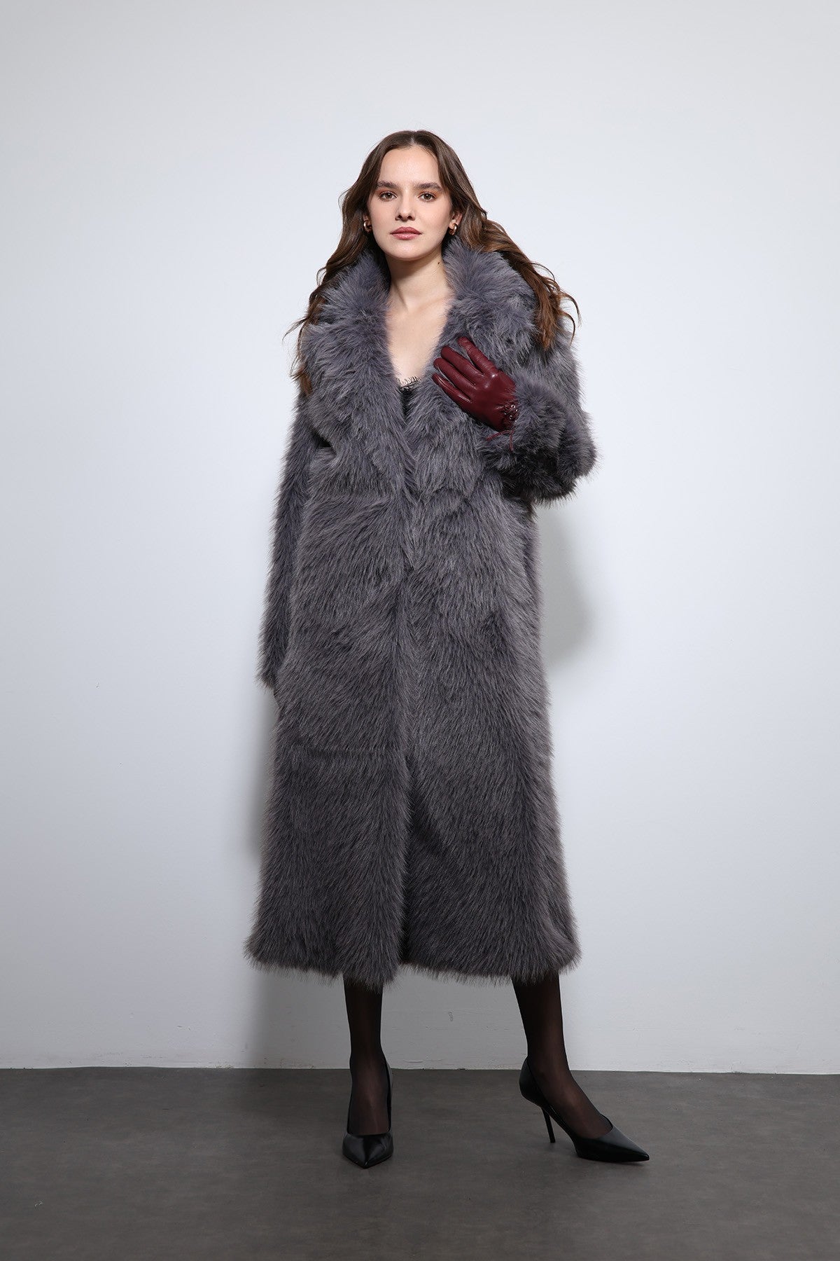 Antioch Long Coat with Faux Fur Trim