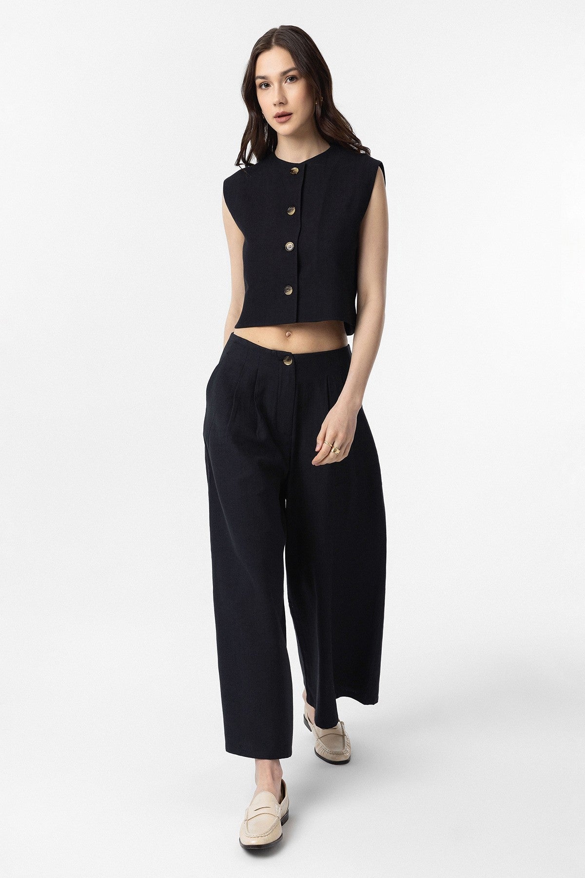 Women's Linen-Blend Vest