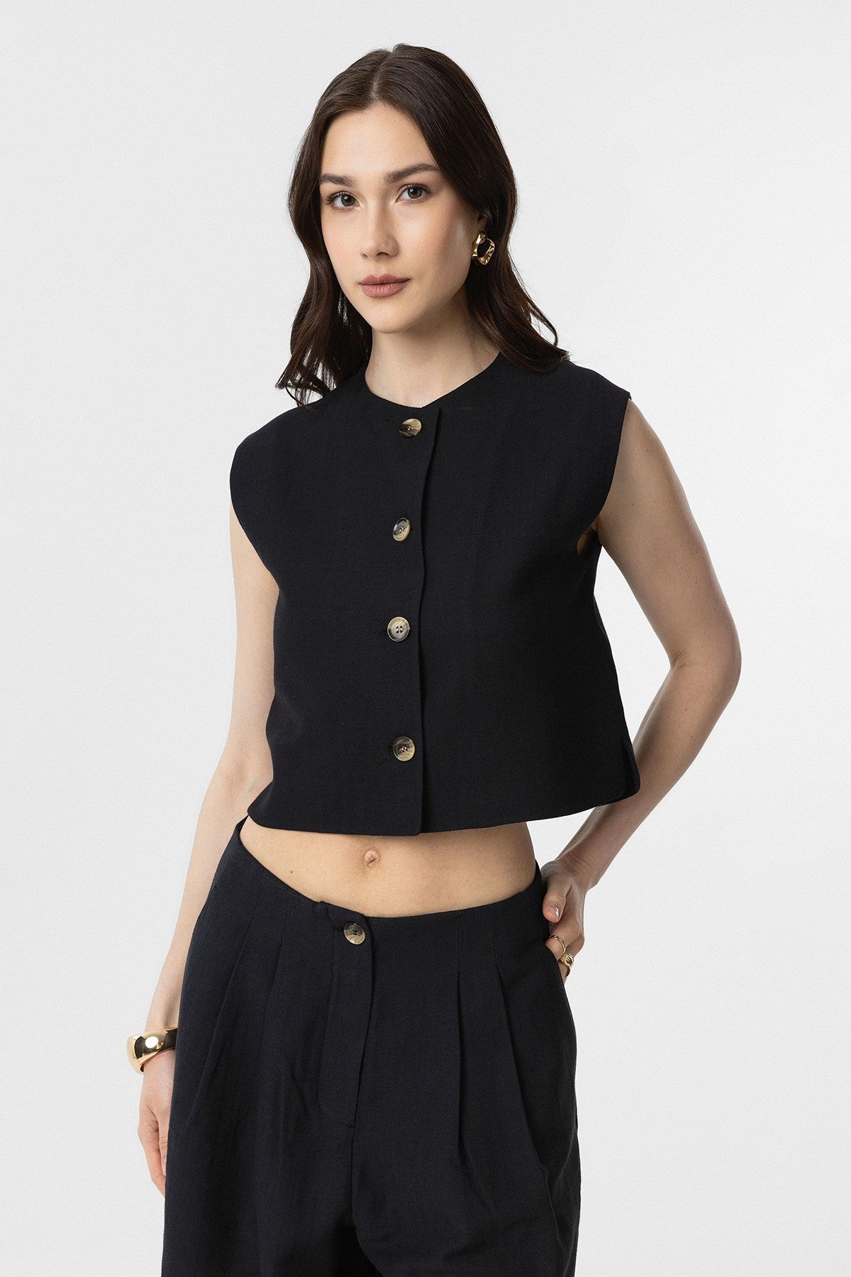 Women's Linen-Blend Vest