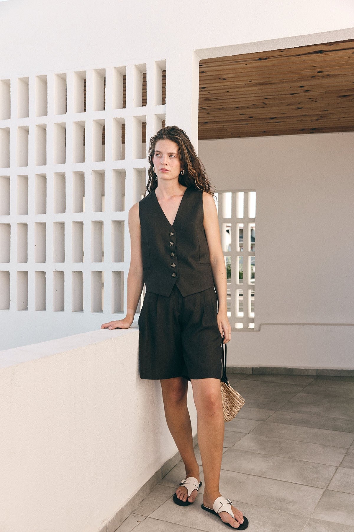 Antioch Women's Tailored Vest with Linen Blend