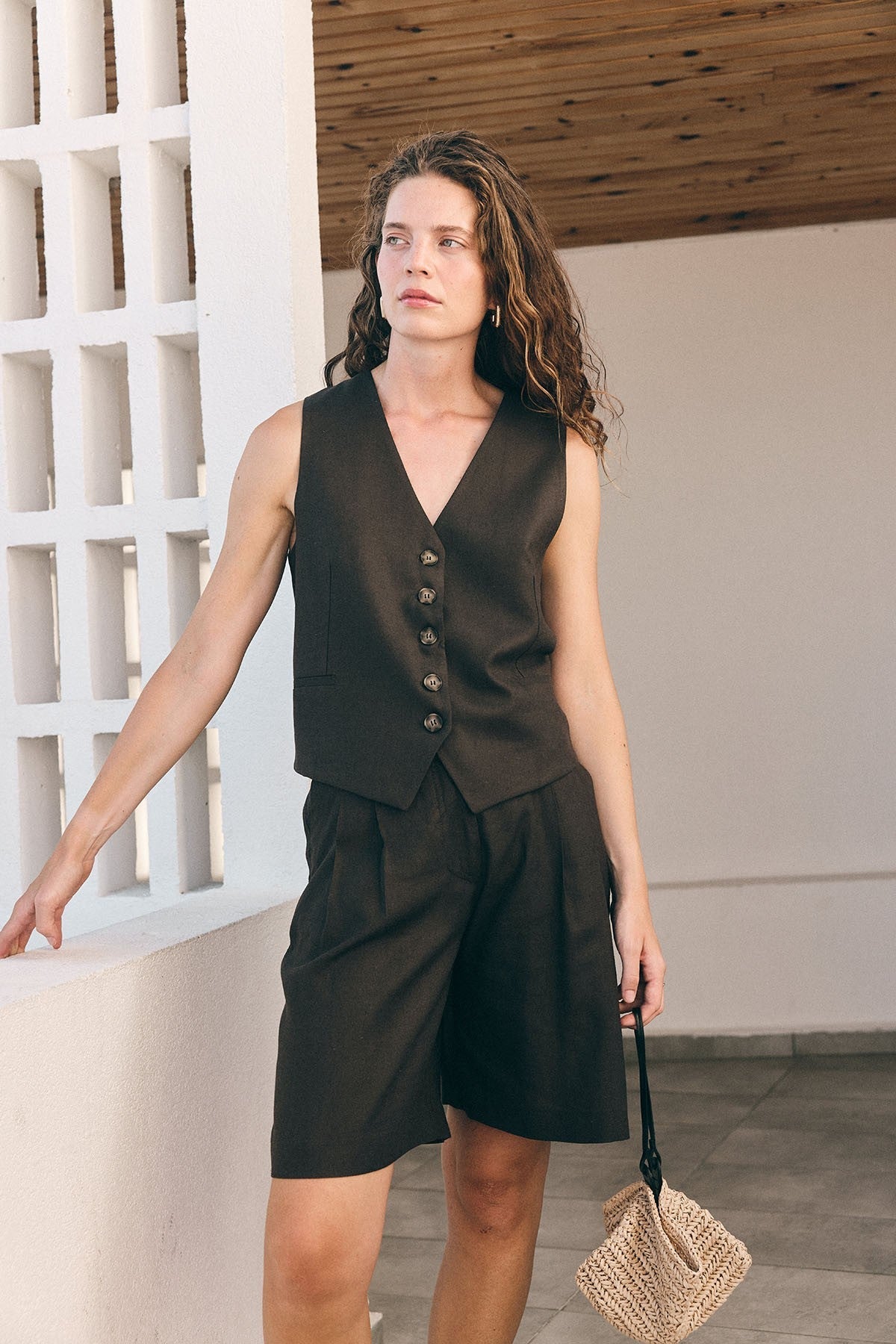Antioch Women's Tailored Vest with Linen Blend