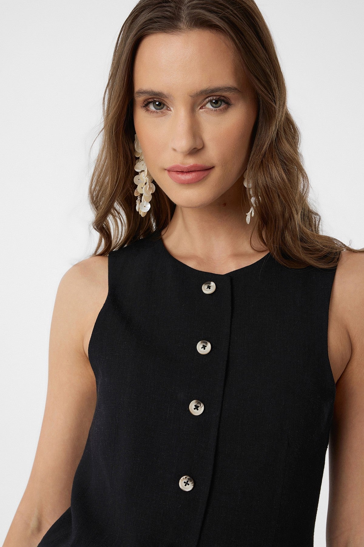 Antioch Women's Long Vest with Linen Blend