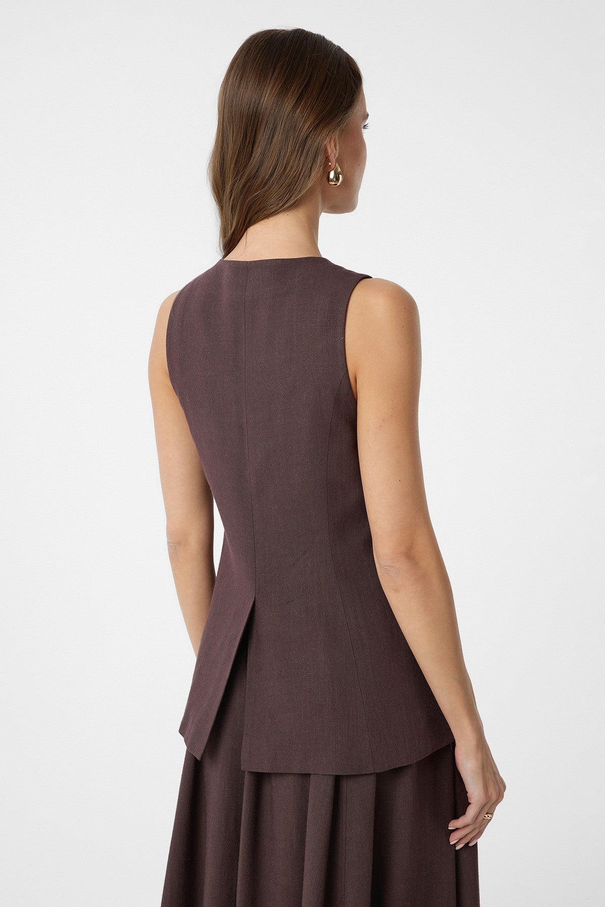Antioch Women's Long Vest with Linen Blend