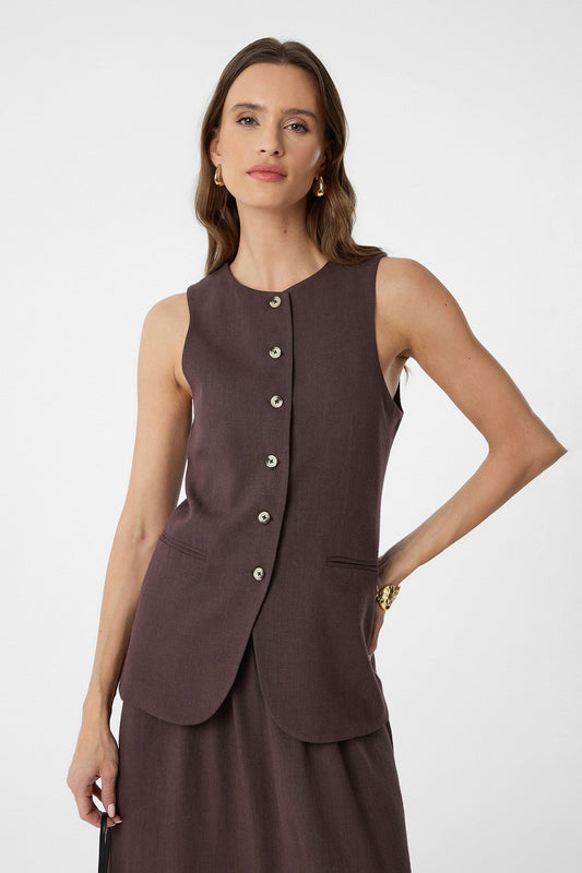 Antioch Women's Long Vest with Linen Blend