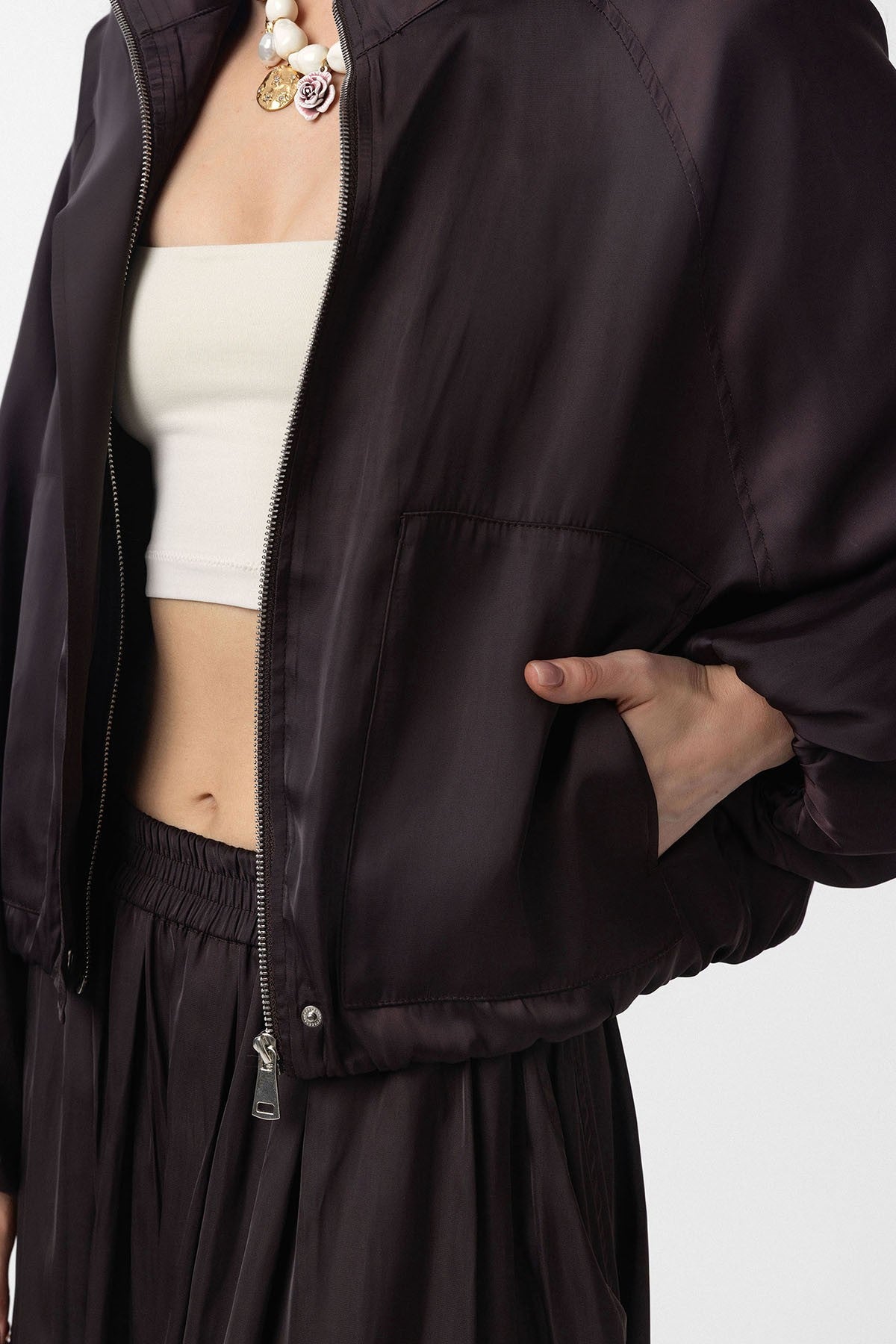 Antioch Stand-Up Collar Slim-Fit Women's Bomber Jacket
