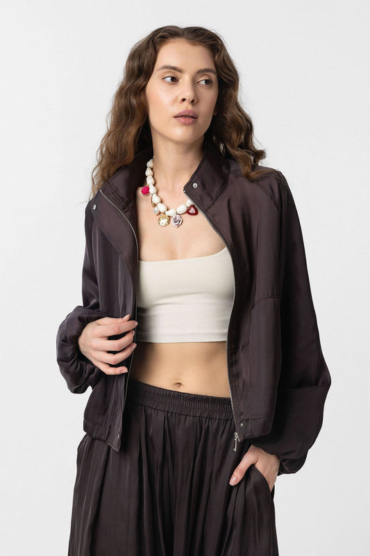Antioch Stand-Up Collar Slim-Fit Women's Bomber Jacket