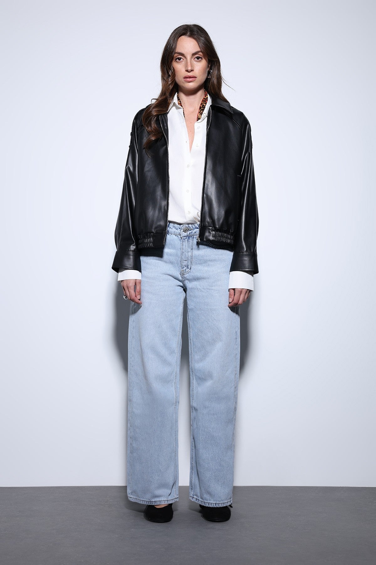 Antioch Faux Leather Bomber Jacket