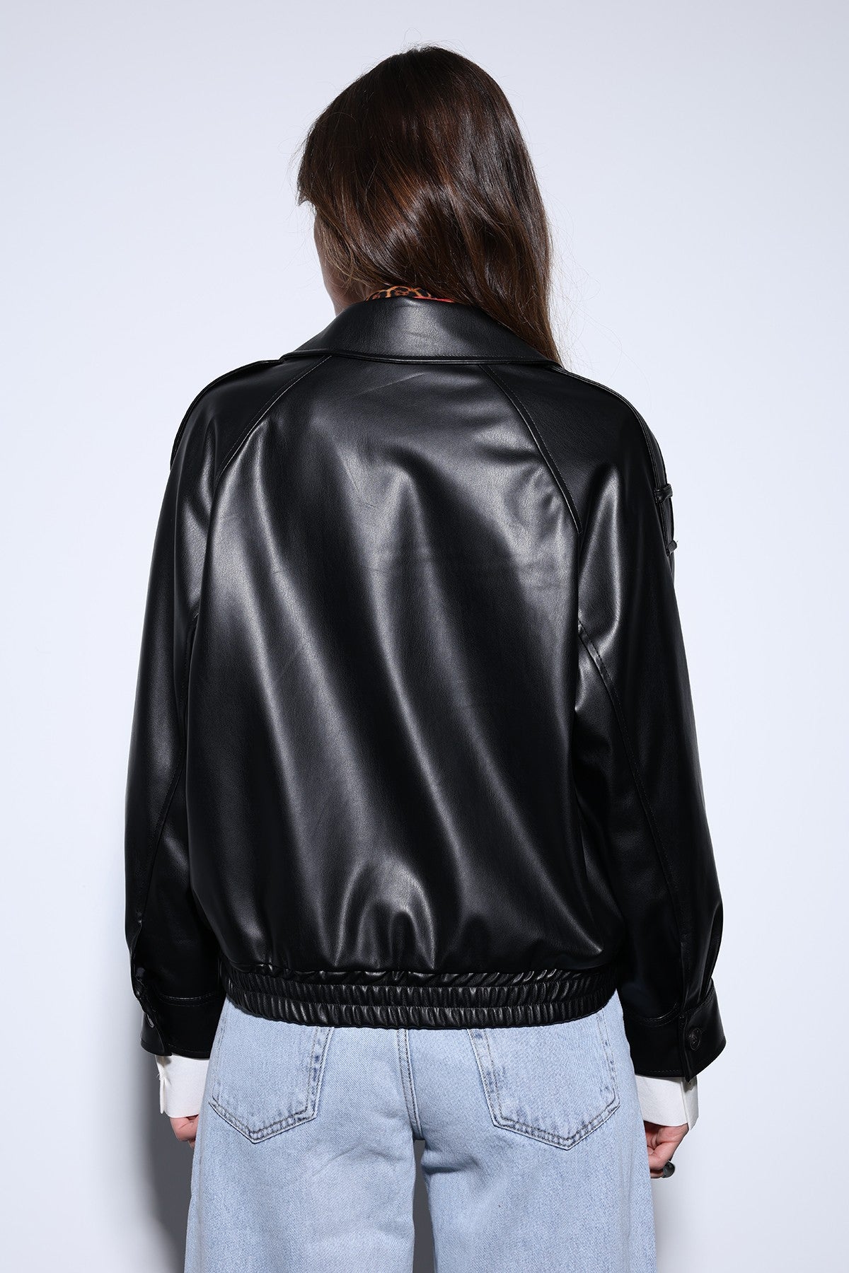 Antioch Faux Leather Bomber Jacket