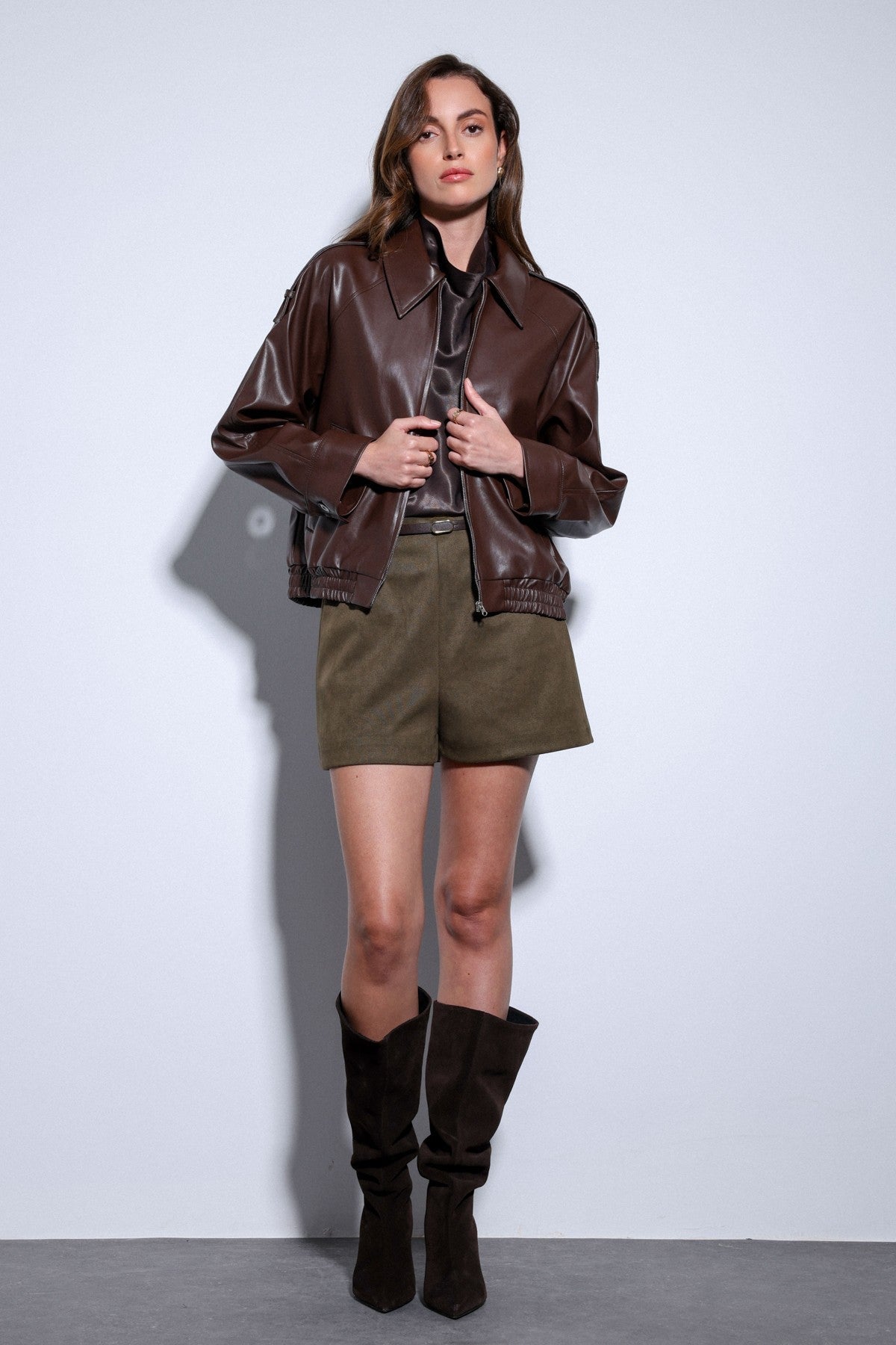 Antioch Faux Leather Bomber Jacket