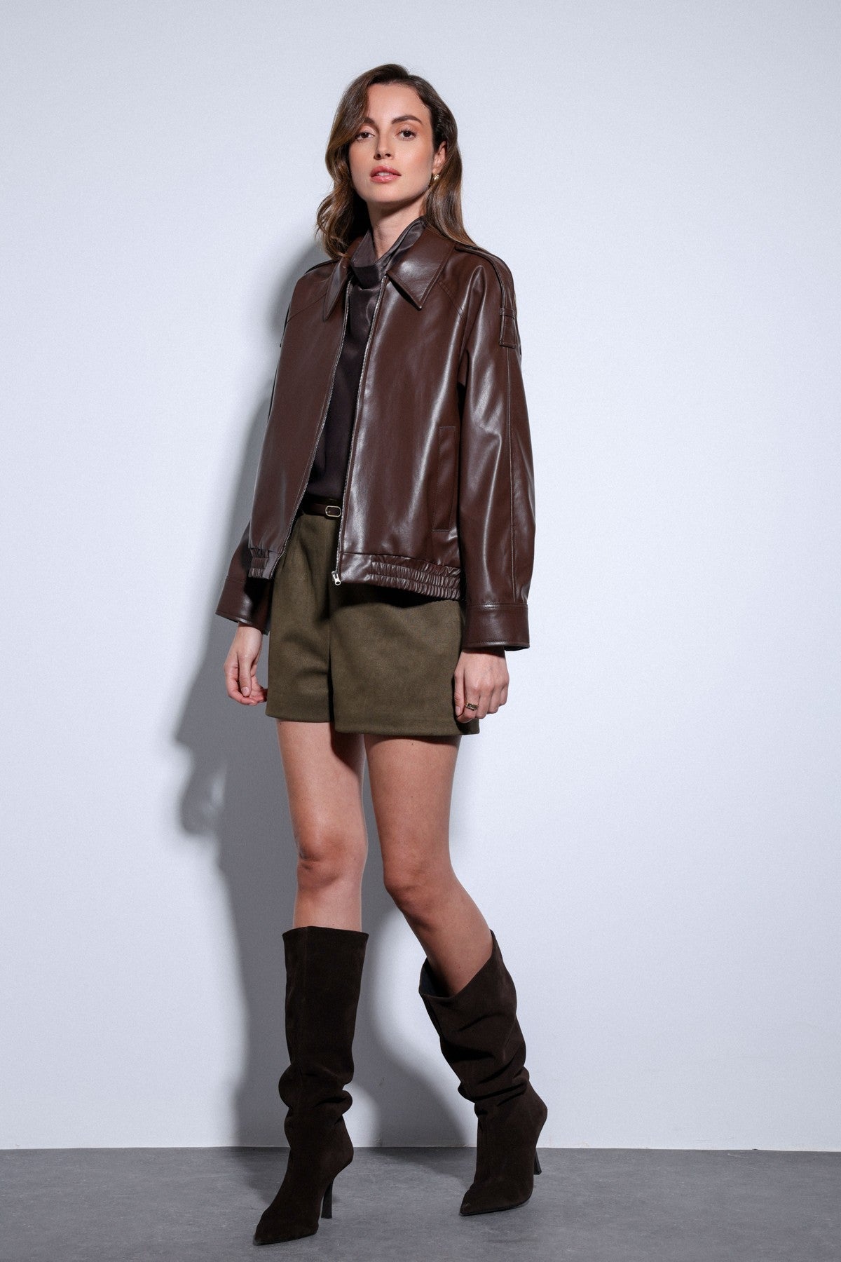 Antioch Faux Leather Bomber Jacket