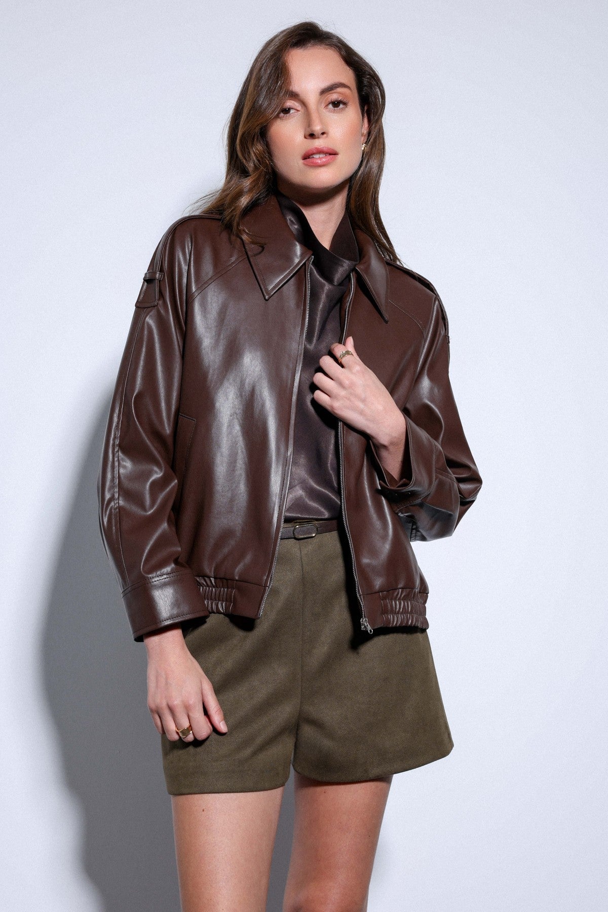 Antioch Faux Leather Bomber Jacket