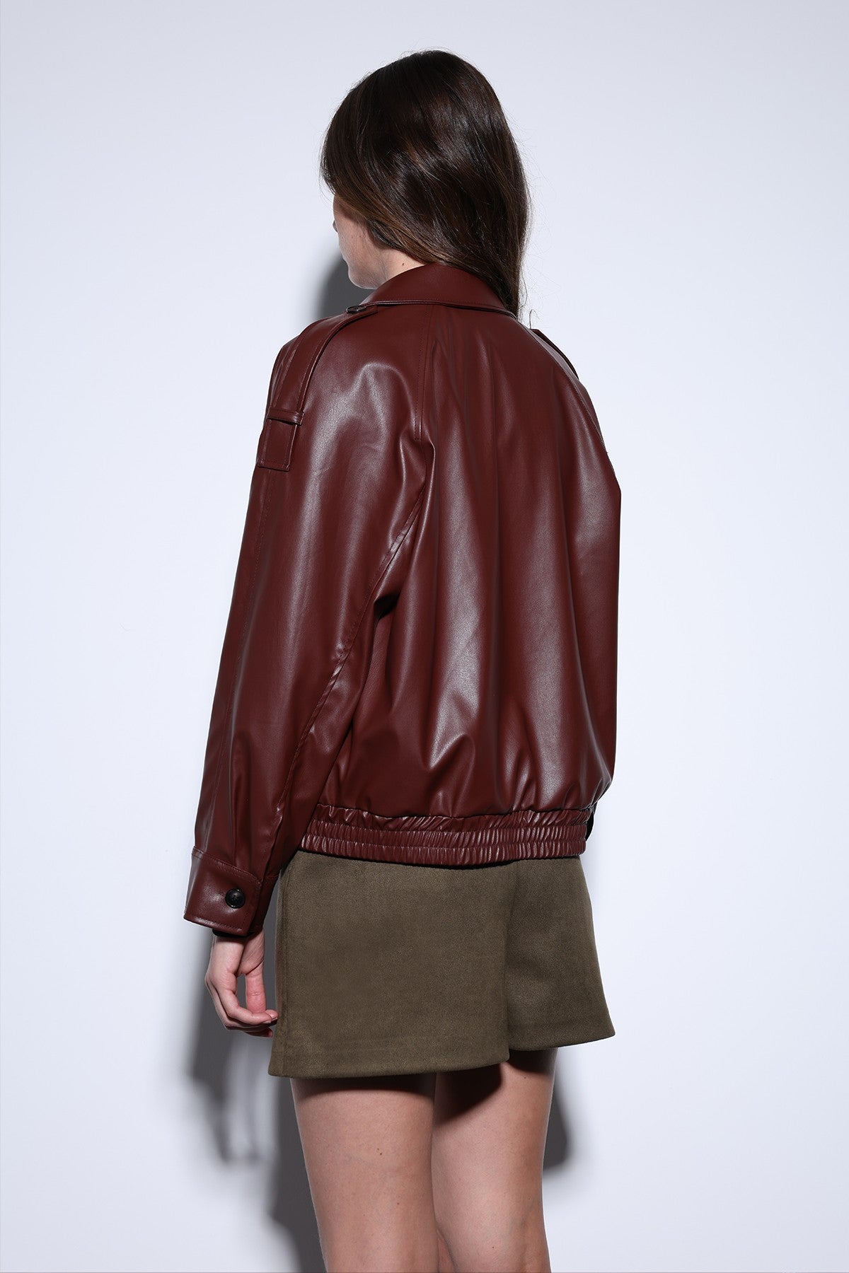 Antioch Faux Leather Bomber Jacket