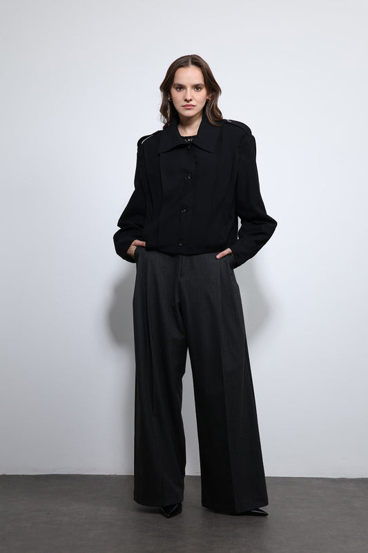 Antioch Pile Detailed Stand-Up Collar Jacket
