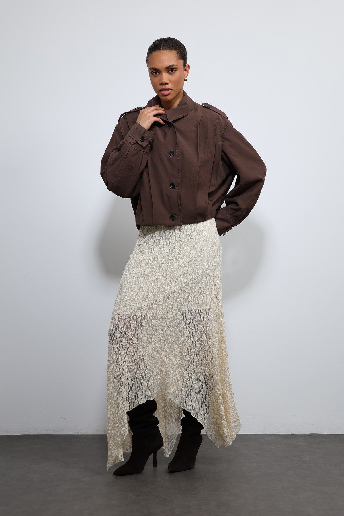 Antioch Pile Detailed Stand-Up Collar Jacket