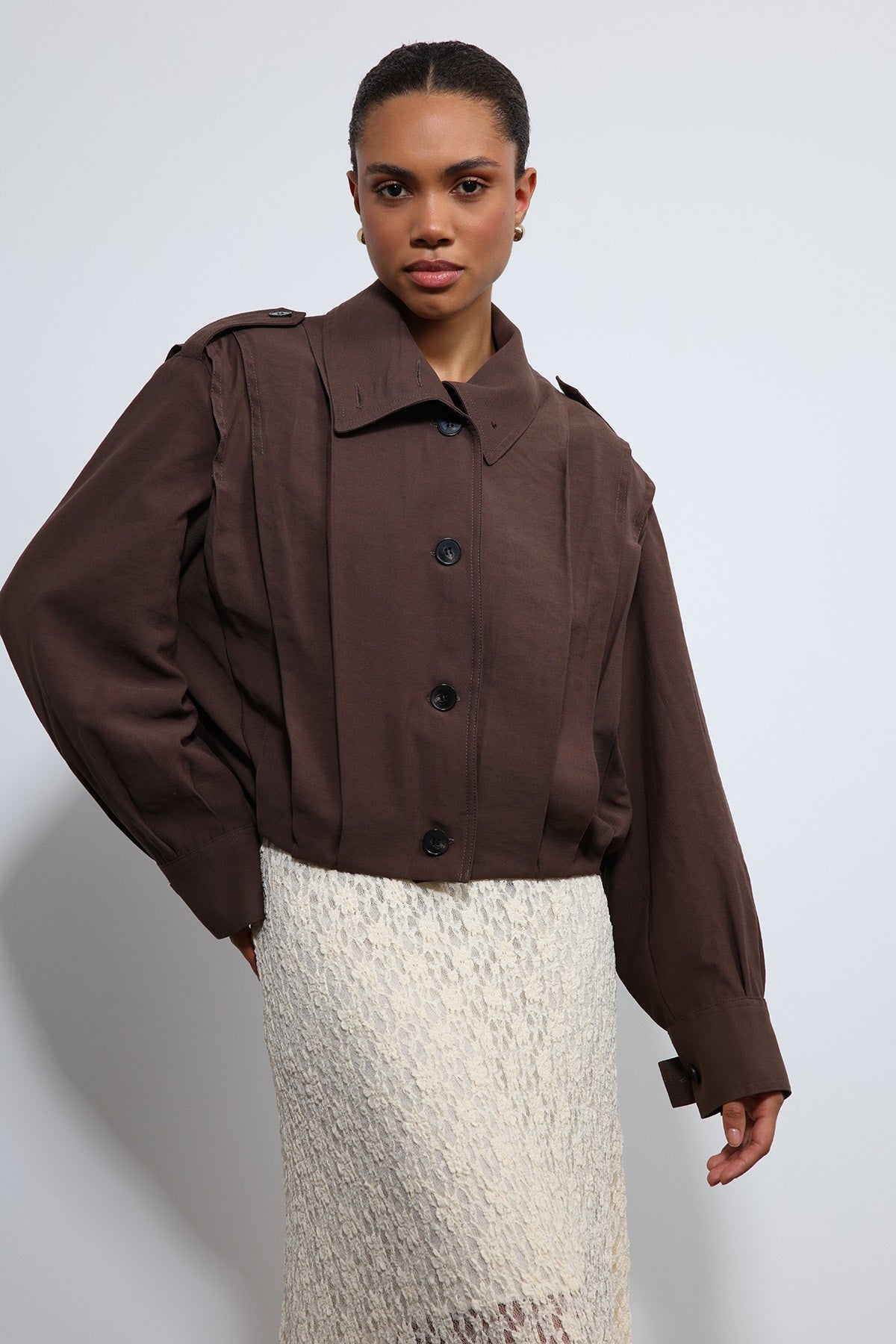 Antioch Pile Detailed Stand-Up Collar Jacket