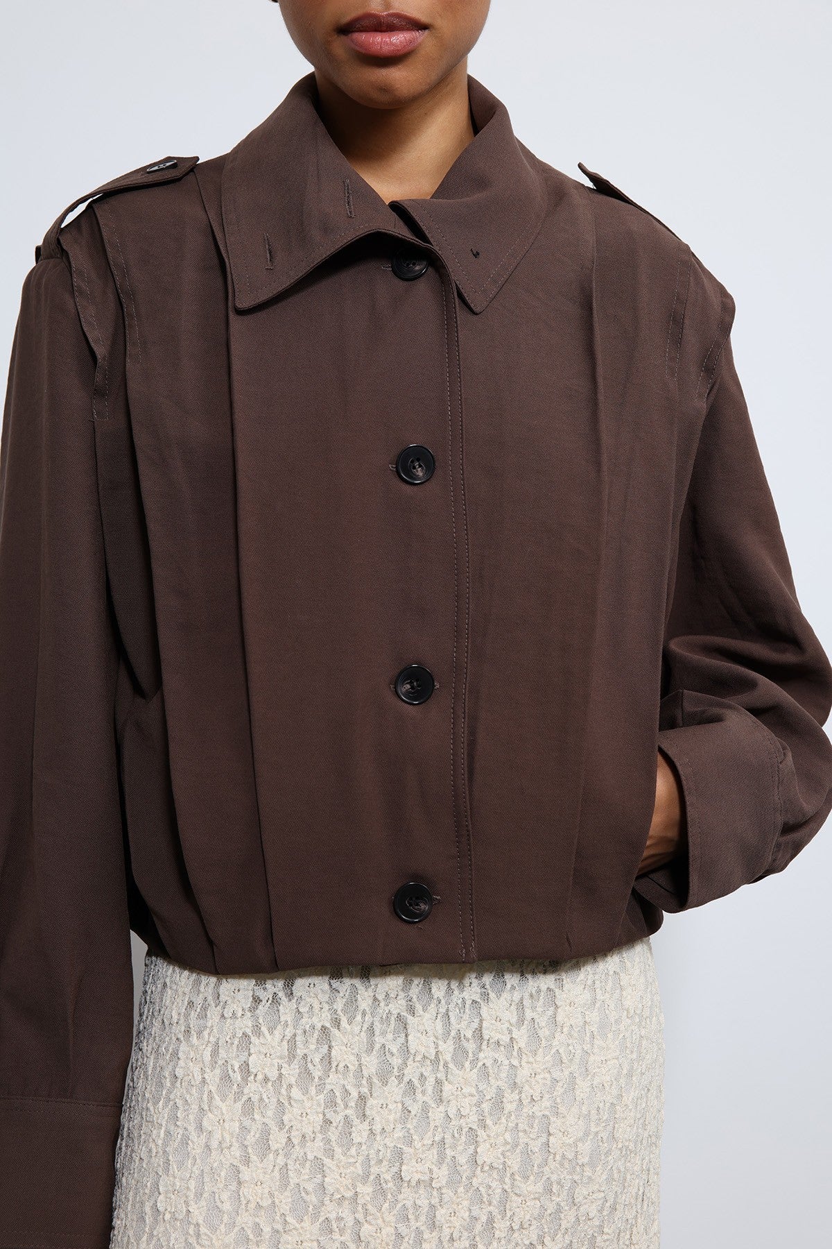 Antioch Pile Detailed Stand-Up Collar Jacket