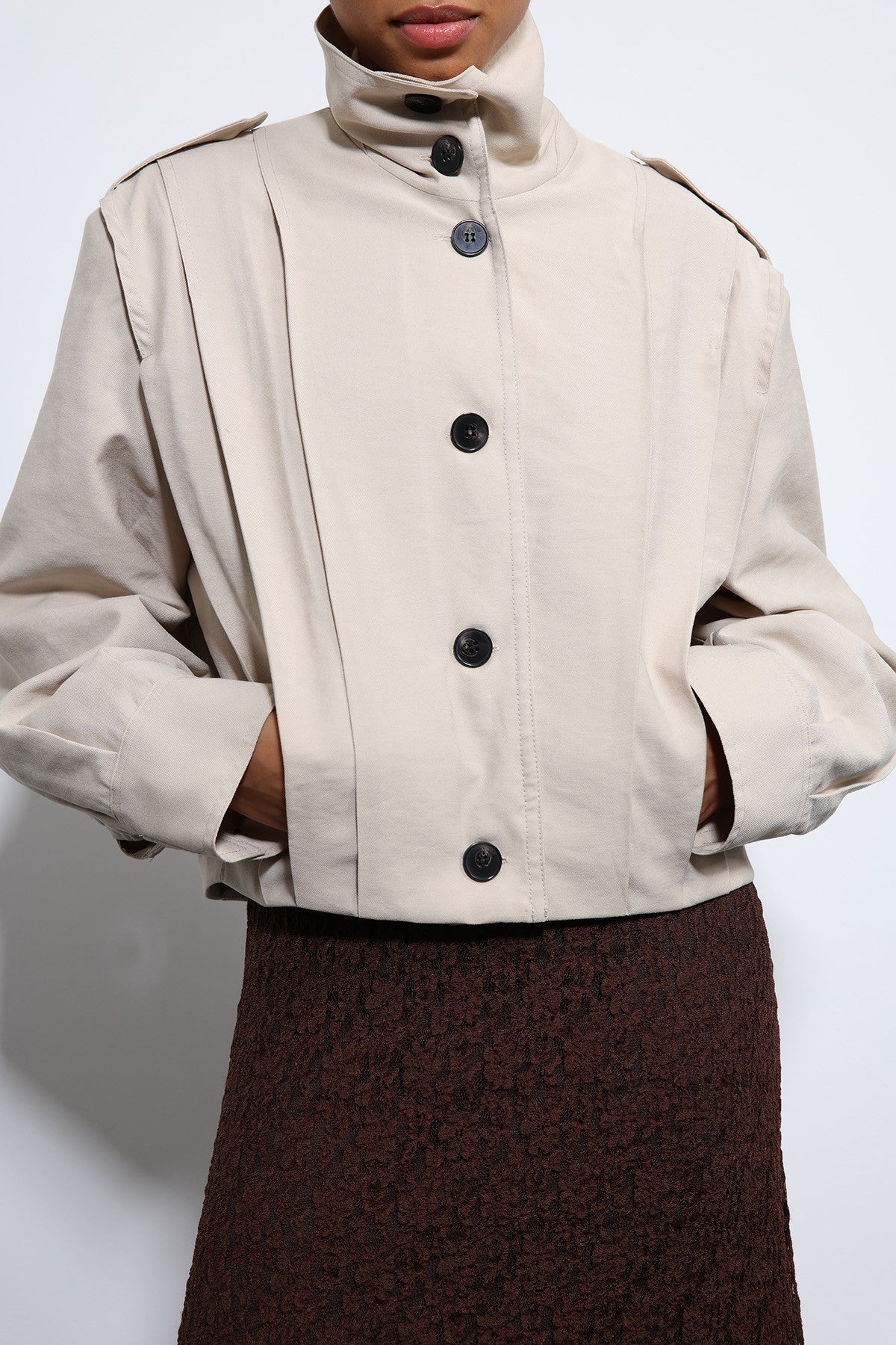 Antioch Pile Detailed Stand-Up Collar Jacket
