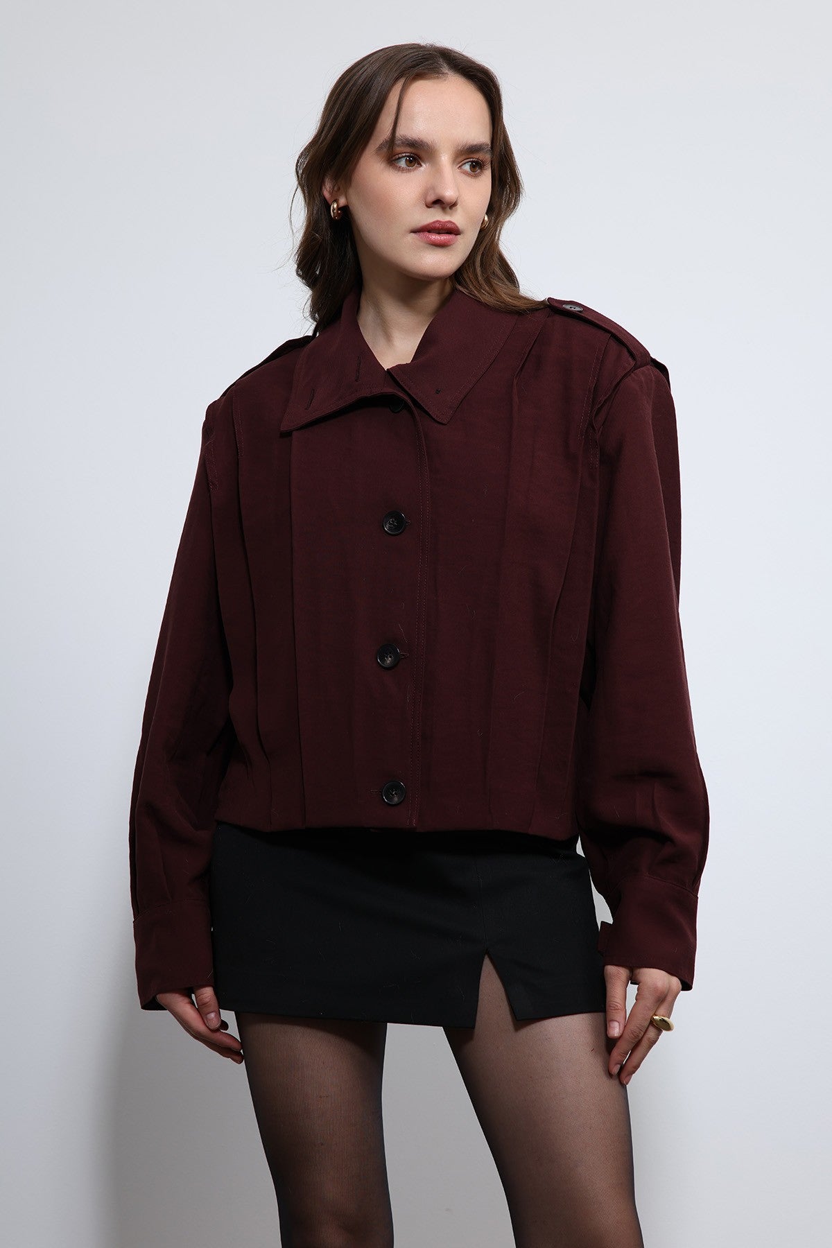 Antioch Pile Detailed Stand-Up Collar Jacket