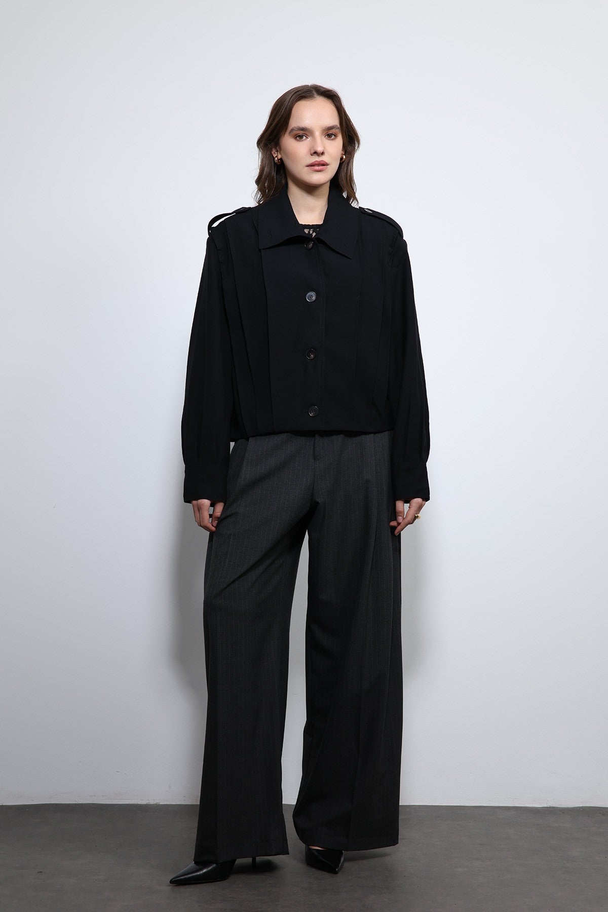 Antioch Pile Detailed Stand-Up Collar Jacket