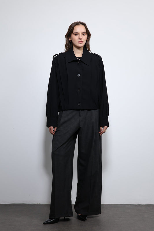 Antioch Pile Detailed Stand-Up Collar Jacket
