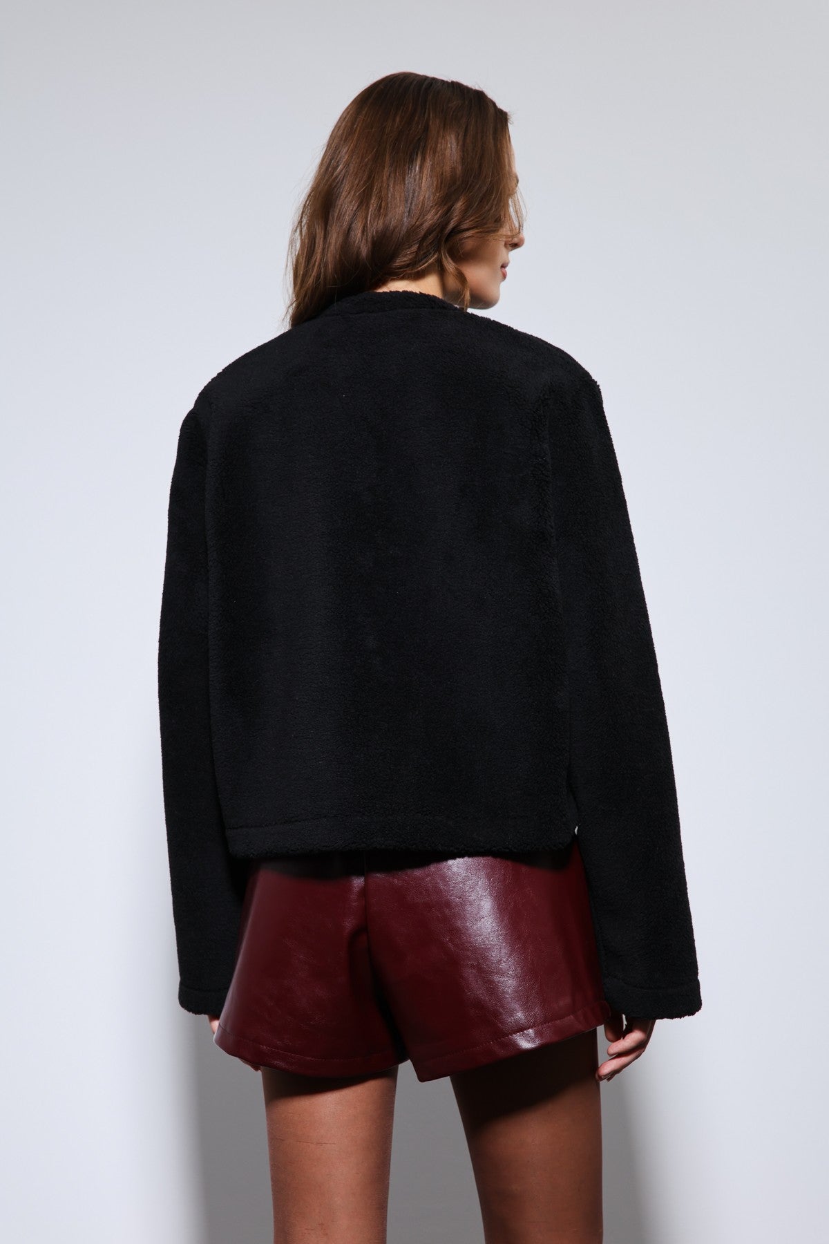 Antioch Embellished-Button Faux Fur Jacket