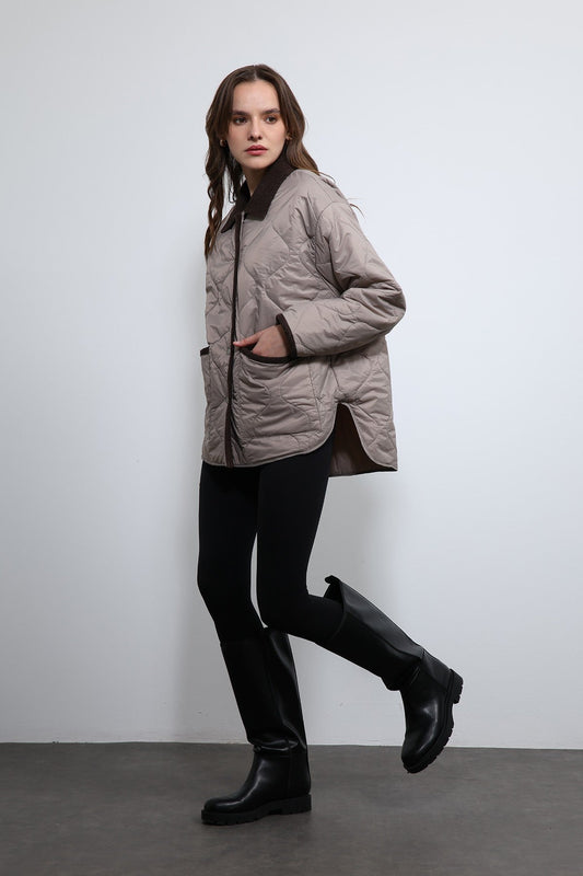 Antioch Contrast Collar Patterned Jacket