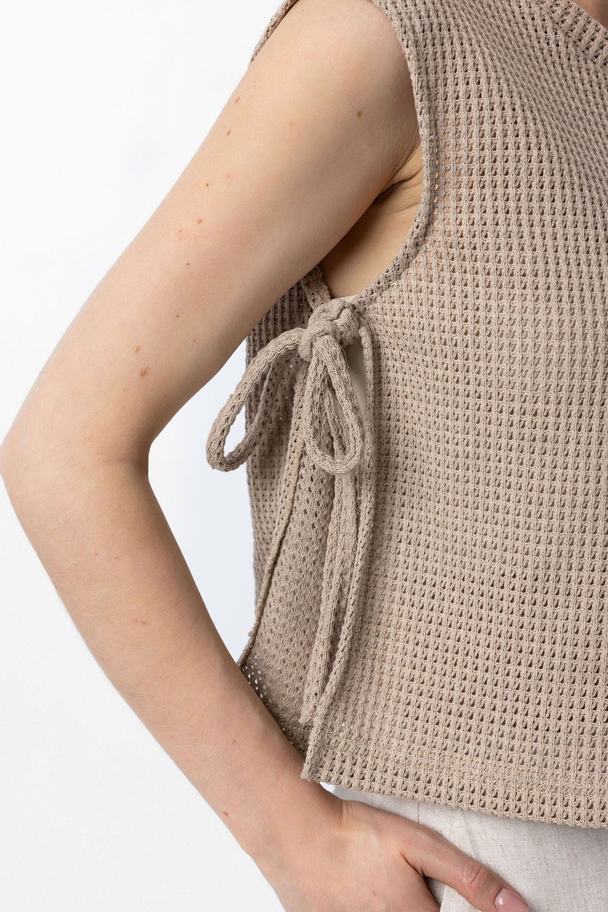 Antioch Lace-Up Knit-Textured Women's Top