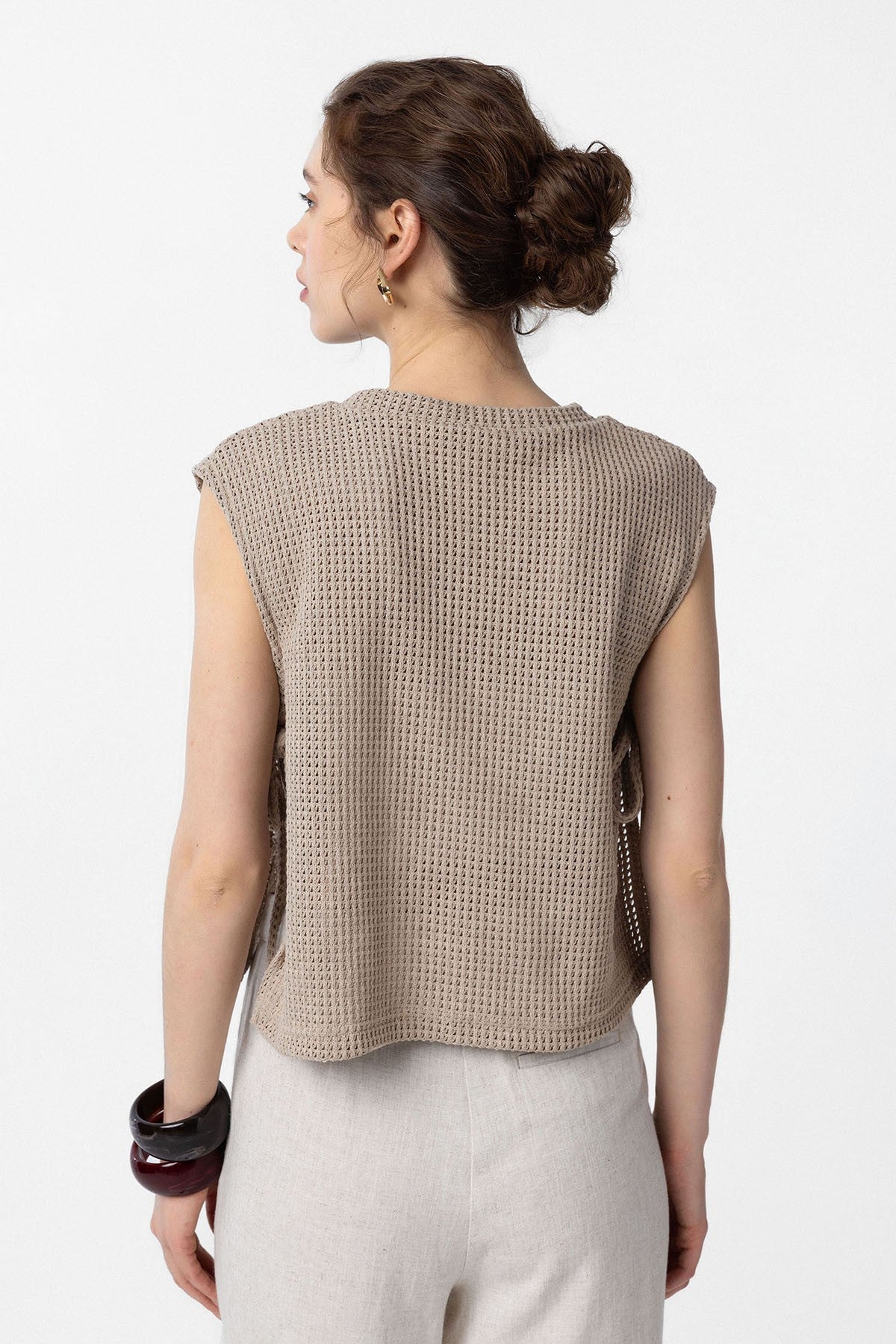 Antioch Lace-Up Knit-Textured Women's Top