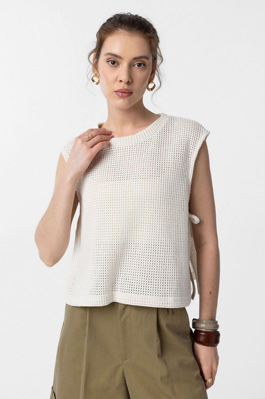 Antioch Lace-Up Knit-Textured Women's Top