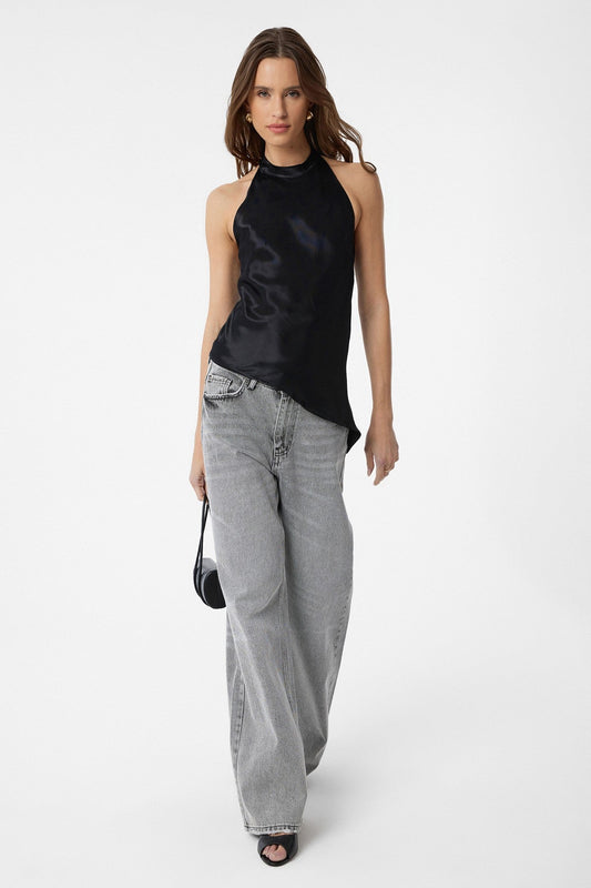 Antioch Asymmetrical Satin Backless Women's Top